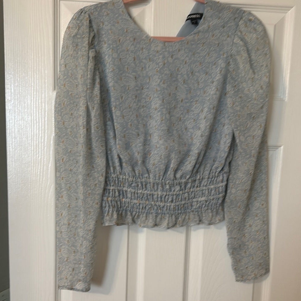 Express Light Blue Floral Blouse